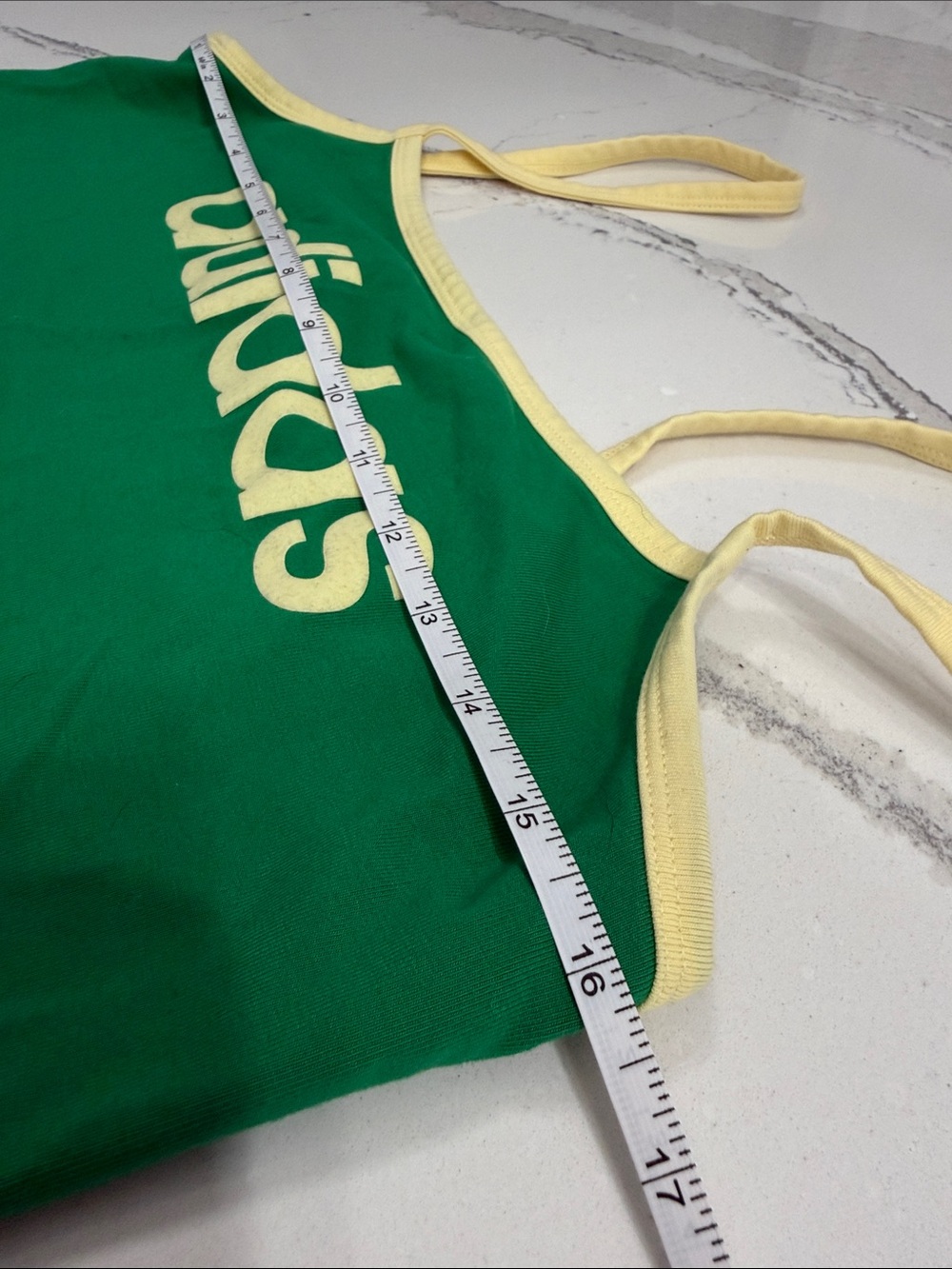 adidas Green Tank Top with Yellow Trim and Logo - Picture 3 of 5